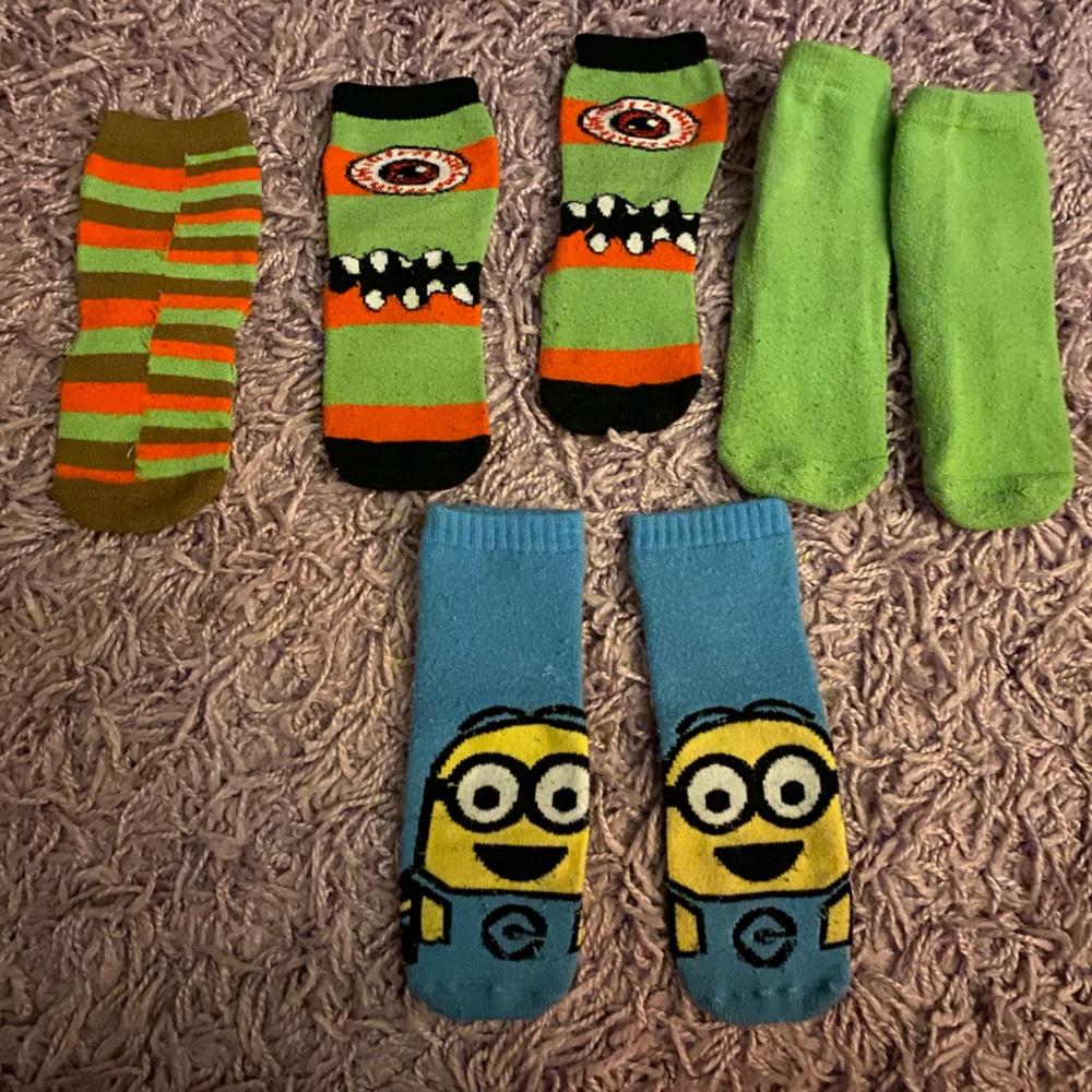 3 pairs monster themed & Minion socks